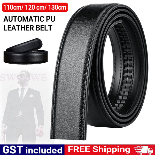 Quality Black H Belt Premium Leather Strap w/o Buckle Women Man 3.5cm width