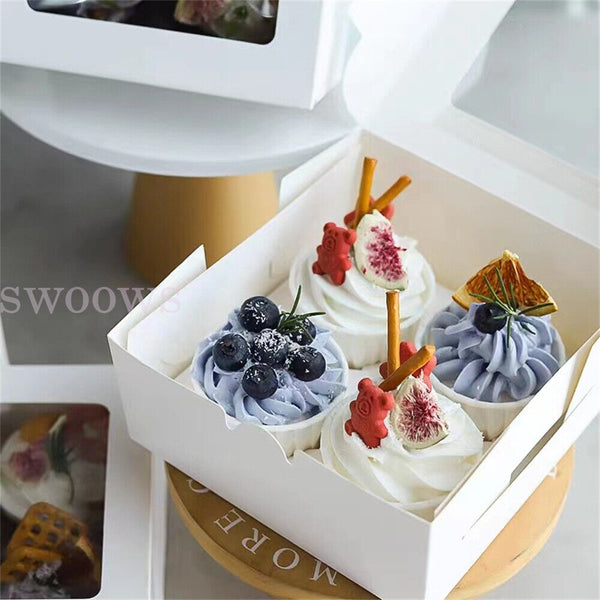 Cupcake Box Cases 4/6 holes Clear Window Cupcake Display Boxes Muffin Cup