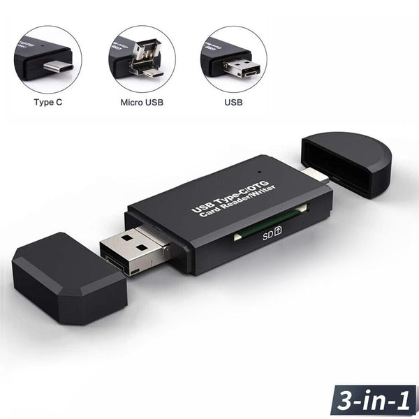 Micro USB OTG to USB 2.0 Adapter SD TF Micro Card Reader For PC Mobile Phone AU