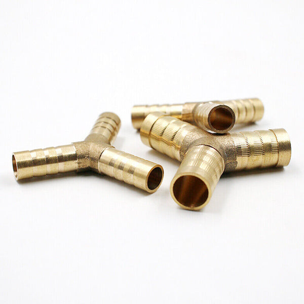 UP10x Brass T Y Piece Joiner Fuel Hose Joiner Tee Connector Air Water Gas