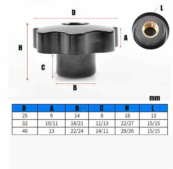 M4 M6 M8 M10 Female Brass Thread Through Hole Clamping Nuts Knob Handle 10PCS