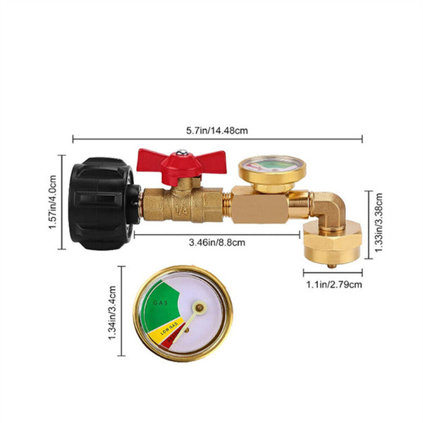 QCC1 Propane Refill Elbow Adapter with Gauge 1LB Bottle Tank 20-40LBS Cylinder