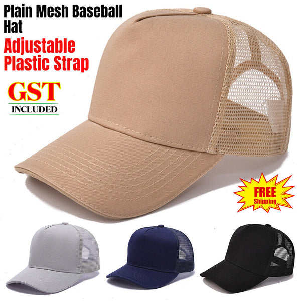 Plain Trucker Cap Hat Unisex Adjustable Mesh Baseball Promotional Various Colors