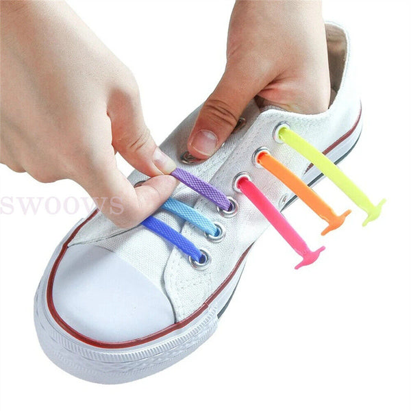 No Tie Elastic Silicone Shoe Laces Shoelaces Sneakers Sports Child/Adult/Unisex