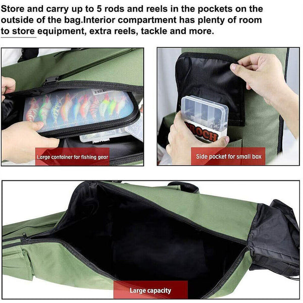 Fishing Bag Fishing Rod Bag Reel Case Carrier Holder Fishing Pole Storage AU