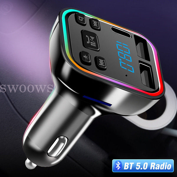 Bluetooth 5.0+ Mp3 Player BT Car 2USB FM Transmitter Adapter Wireless PD