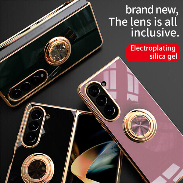 Shockproof Case Luxury Plating Ring Cover For Samsung Galaxy Z Fold 5 4 5G