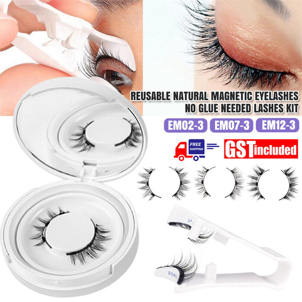 Reusable Natural Magnetic Eyelashes with Applicator No Glue Needed Lashes Kit AU