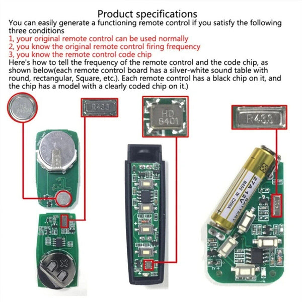 Universal 433MHZ Remote Control Garage Door Gate Car Cloning Wireless Key Fob AU