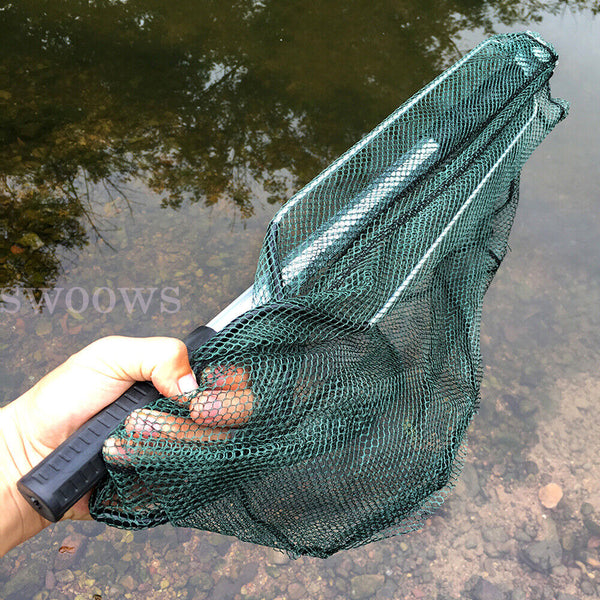 Fishing Landing Net Portable Black Triangle Fish Mesh Foldable Pole Handle