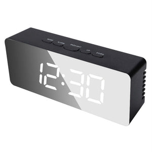 Alarm Clock Digital Led Mirror Desk Table Temperature Time Snooze USB Battery