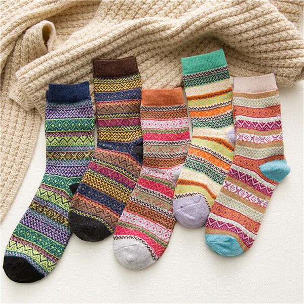 1-10 Pairs Thermal Socks Winter Nordic Wool Blends Cashmere Thick Warm Knitted