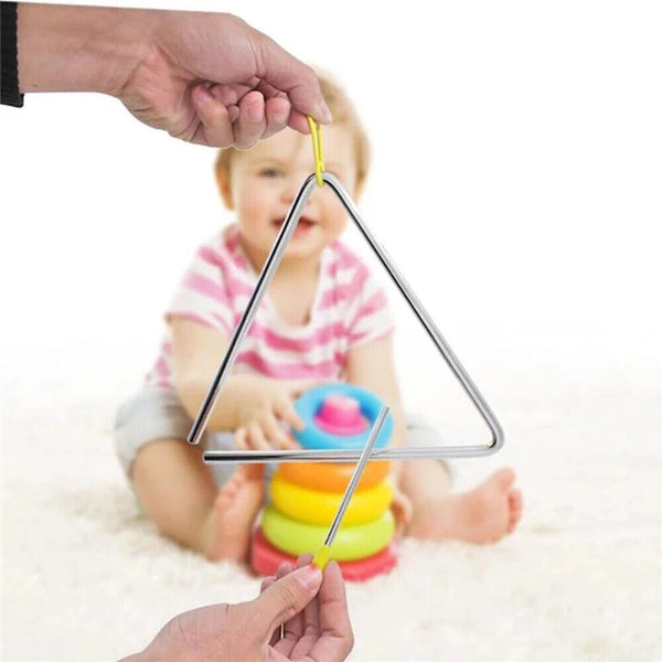 1/2x 10cm Musical Triangle Alloy with Striker Rod Percussion Instrument Kids Toy