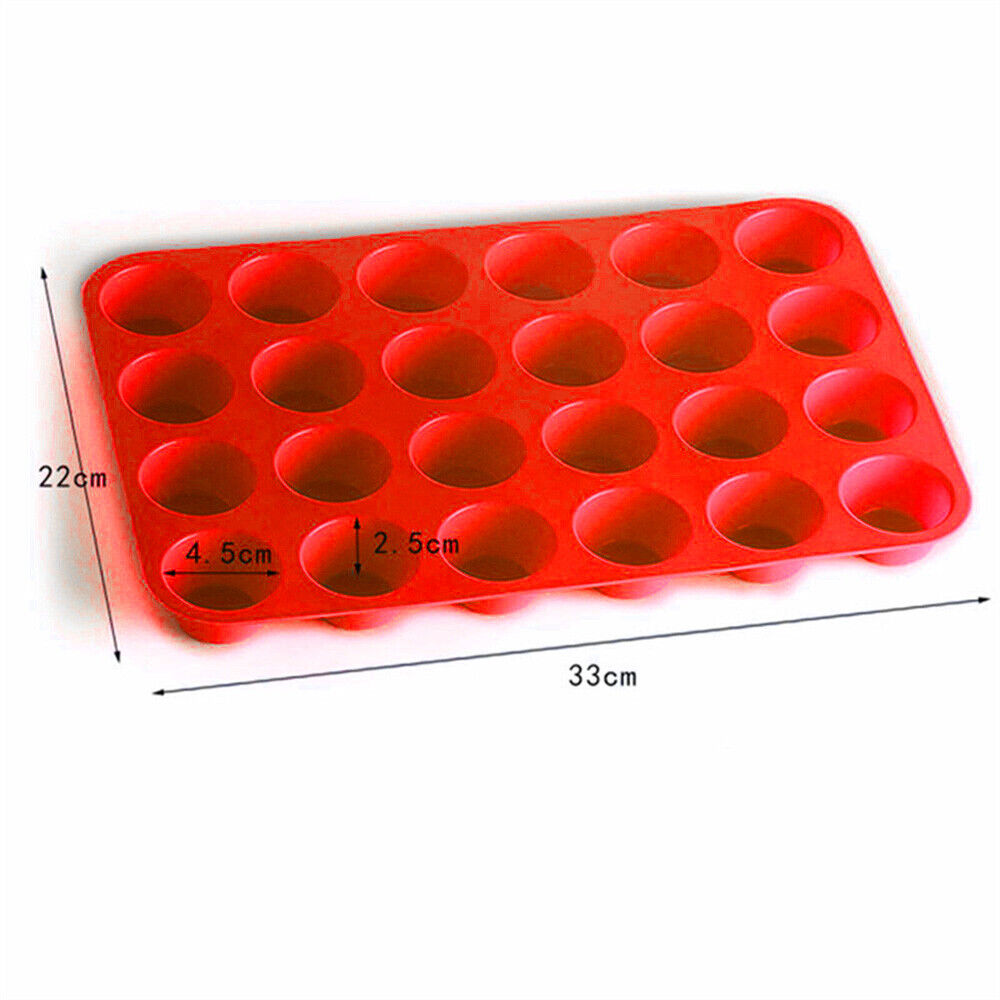 1-2x Pan Tray Silicone Mould 24 Cavity Mini Cupcake Cookie Baking Mold MuffinCup