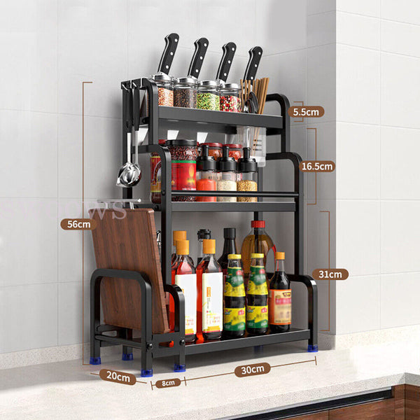 3 Tier Kitchen Cupboard Storage Spice Rack Pantry Bottle Kitchenware Organizer