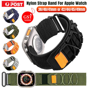 Rugged Military Nylon Strap Band For Apple Watch Ultra Series 9 8 7 6 5 4 3 2 SE