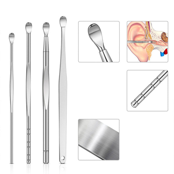 up 7Pcs Earpick Ear Wax Curette Ear Cleaner Remover Spoon Ear Cleaning Tool Kit