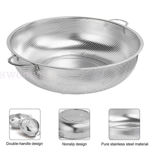 Stainless Steel Fine Mesh Strainer Colander Food Rice Vegetable Fruits Sieve