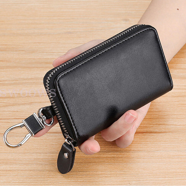 PU Leather Key Holder Case Keychain Pouch Bag Car Wallet Key Ring Unisex