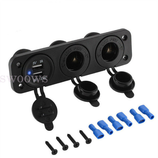 12V-24V Dual USB Charger Power Socket Plug Panel Car Boat Voltmeter Outlet