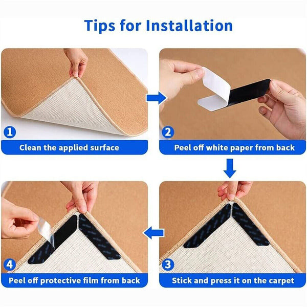 Non-Slip Rug Strip Grippers Reusable Washable Carpet Mat Sticker Anti Skid