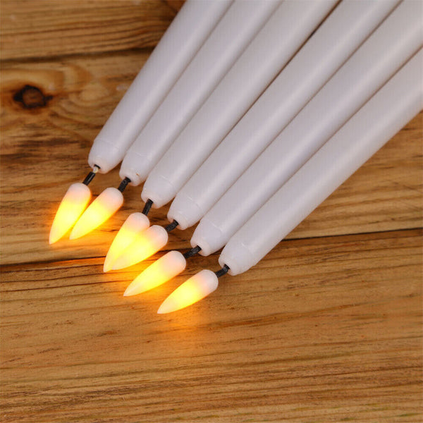 12x LED Flameless Taper Flickering Battery Operated Candle Light Wedding Party