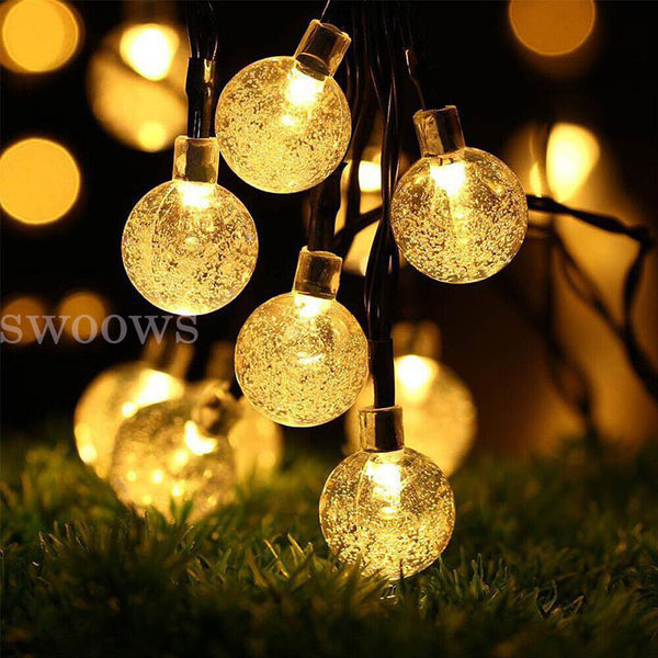 100/200LED Solar Globe String Lights Fairy Festoon Party Garden Outdoor Decor