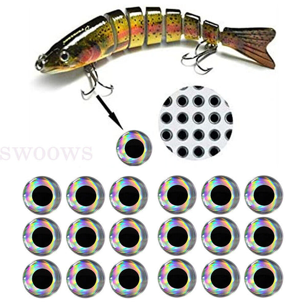 100pcs Holographic Fishing Lure Eyes 3D Fish Eyes Artificial Fish Eyes DIY Eyes