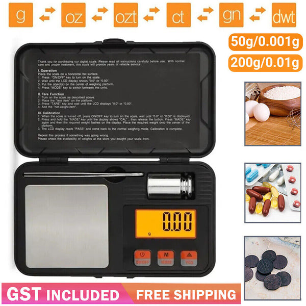 50g/0.001g 200g/0.01g Grams Mini Pocket Digital Scales Jewellery Gold Weighing