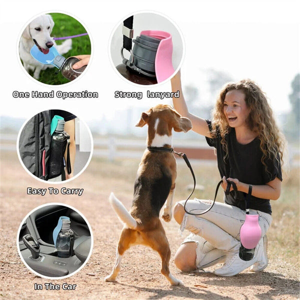 800ml Portable Dog Water Bottle Pet Outdoor Travel Hiking Walking Drinking Bowl