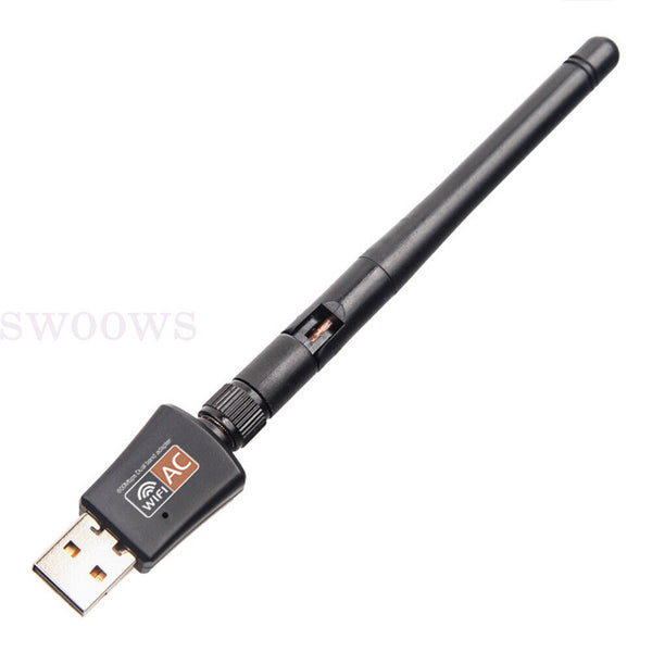 600Mbps USB WiFi Adapter Wireless Dongle Dual Band 2.4GHz/5GHz For PC Laptop