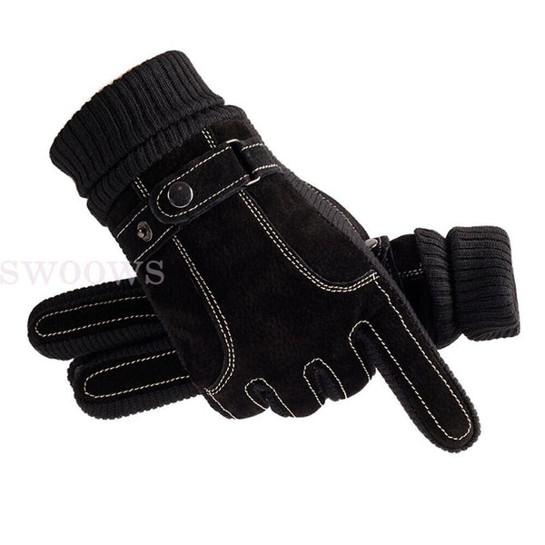 Winter Warm Men Thick Leather Gloves Driving Gloves Touch Screen Mitten Thermal