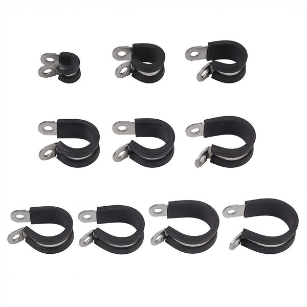 up100 P Clips Rubber Lined Cable Hose Pipe Clamps Holder Air Clip Clamp 6mm-24mm