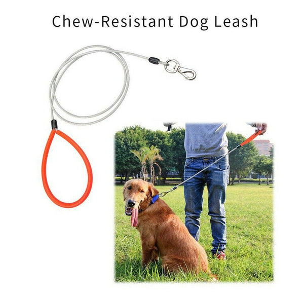 150CM Pet Dog Leash Chain Stainless Steel Bite Resistant Dog Lead Soft Handle