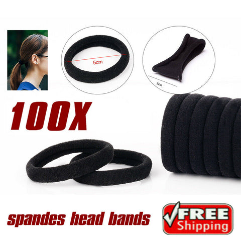 upto 100Pcs Hair Ties Thick Elastic Spandex Head Bands Soft Ponytail Girls Women