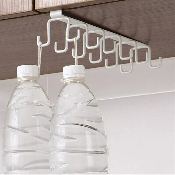 Double Hook Under Shelf Kitchen Cabinet Hanger Organiser Mug Cup Rack Holder