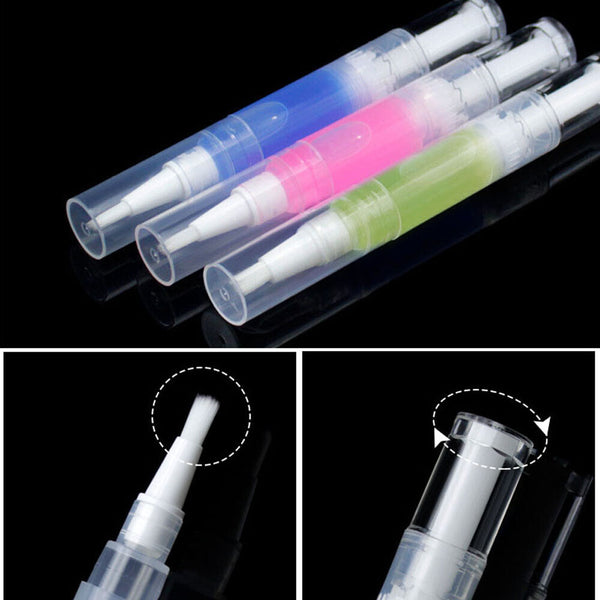 Nail Polish/Cuticle Oil Container Empty Twist Pens With Brushes Travel Portable