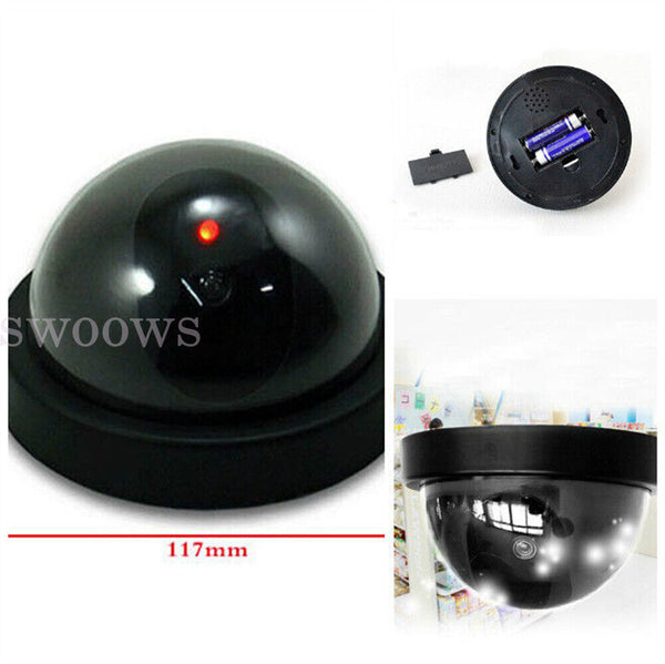 Dome Dummy Home Security Surveillance Camera W/ Simulated IR Flashing Red HOME