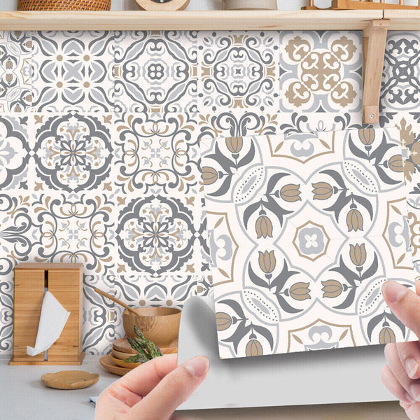 24PCS Moroccan Style Tile Wall Stickers Kitchen Bathroom Self-Adhesive Mosaic AU