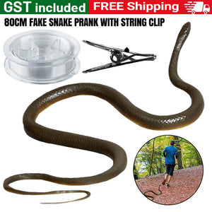 Fake Realistic Snake Lifelike Scary Rubber Toy Prank Party Joke with String Clip