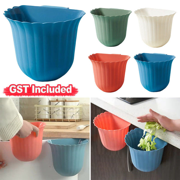 NEW Hanging Trash Can for Kitchen Cabinet Door Wall Mounted Counter Plastic 4PCS