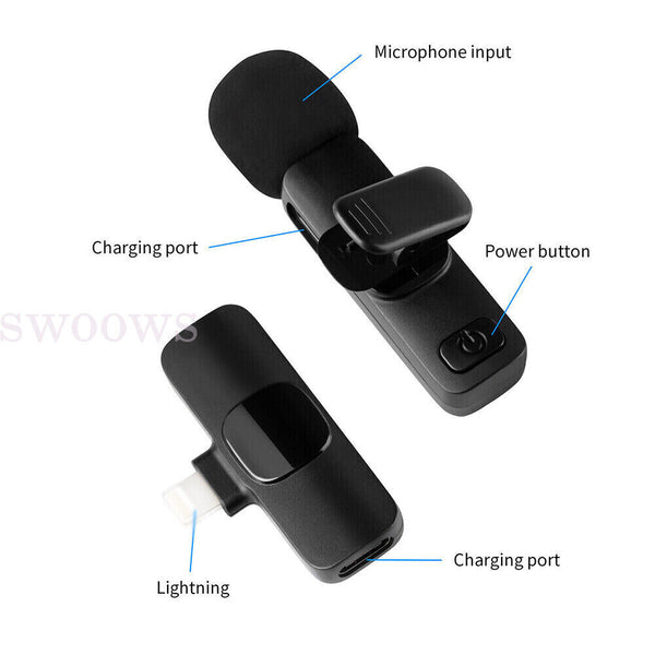 Wireless Lavalier Microphone Audio Recording Mini Microphone for Android