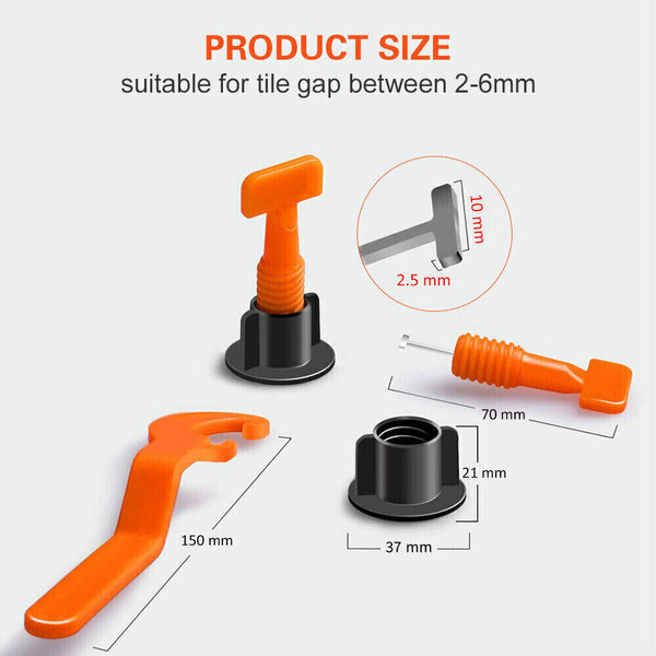 50/100 Tile Leveling System Clips Levelling Spacer Tiling Tool Floor Wall Wrench