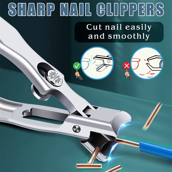 Ultra Sharp Nails Clippers Portable Steel Anti Splash Jaw Wide Opening