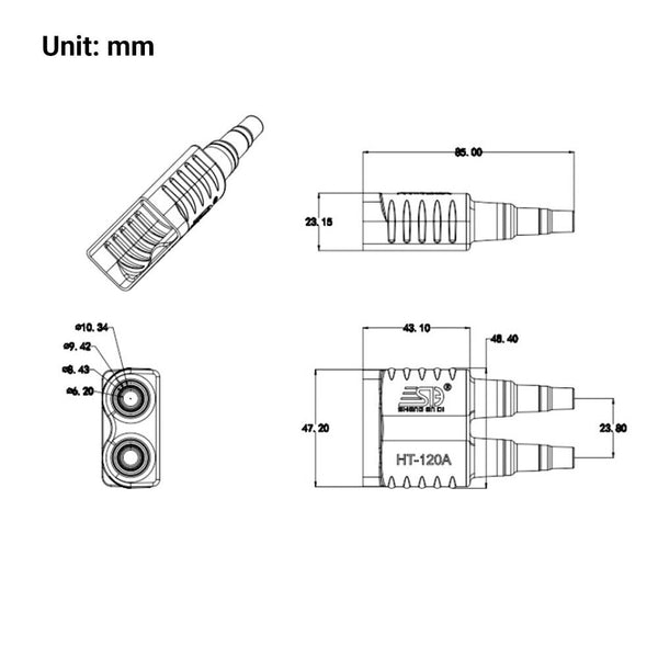 Durable and Waterproof 120A For Anderson Connector with Protective PVC Sheath AU