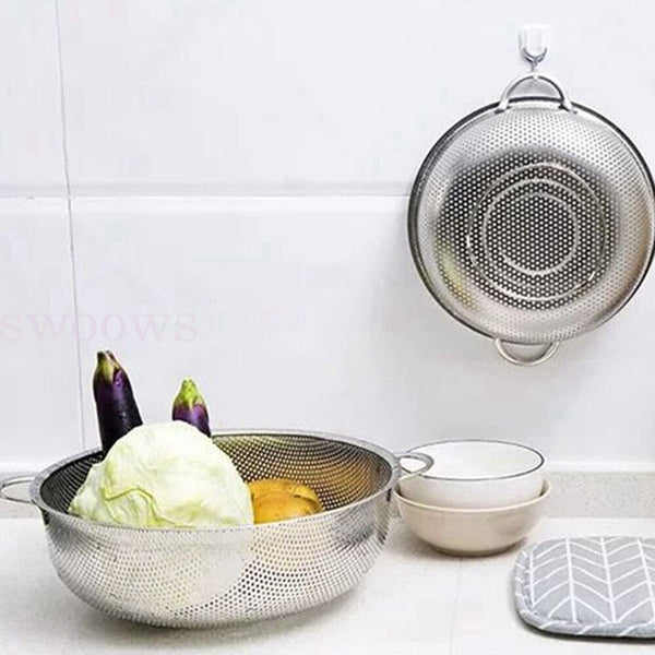 Stainless Steel Fine Mesh Strainer Colander Food Rice Vegetable Fruits Sieve