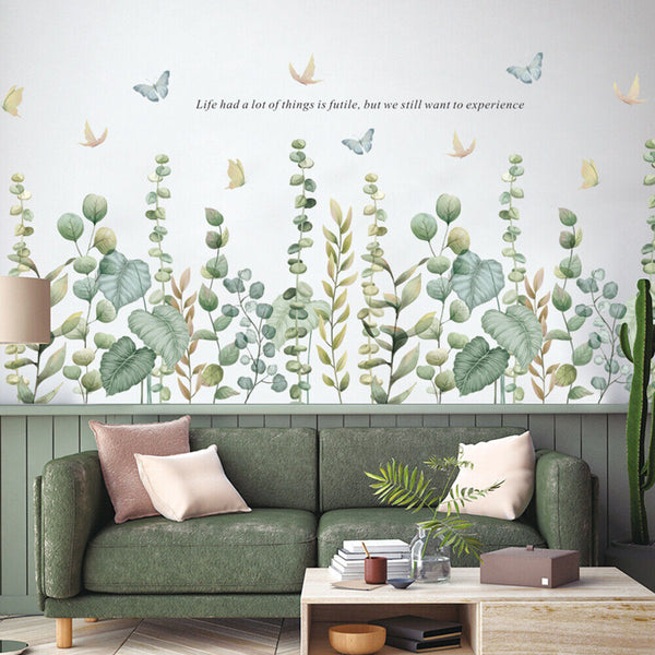 Tropical Green Foliage Leaves Plant Wall Stickers Vinyl Nursery Decor Art Mural