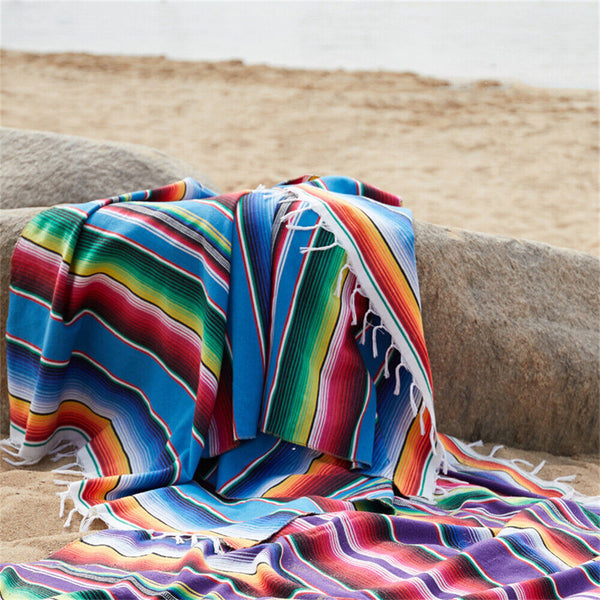 150x215cm Mexican Sarape Blanket Tablecloth Throw Yoga Beach Picnic Rug Party