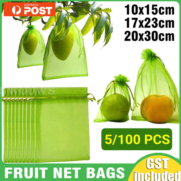 50/100x Fruit Net Bags Agriculture Garden Vegetable Protection Mesh Insect Proof