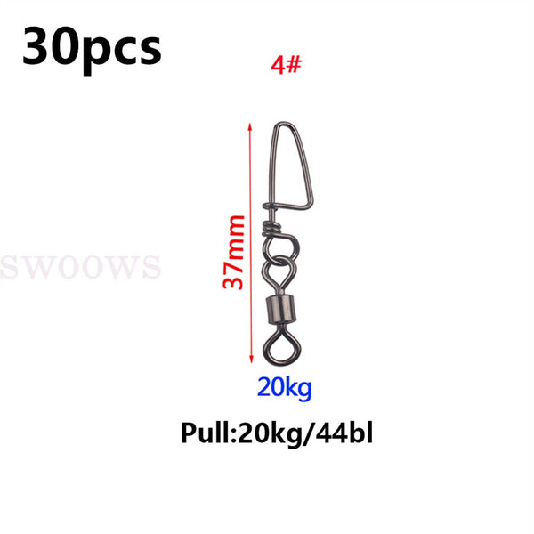 30Pack Ball Bearing Fishing Swivels Snap Coastlock Fishing-Line Connector Parts